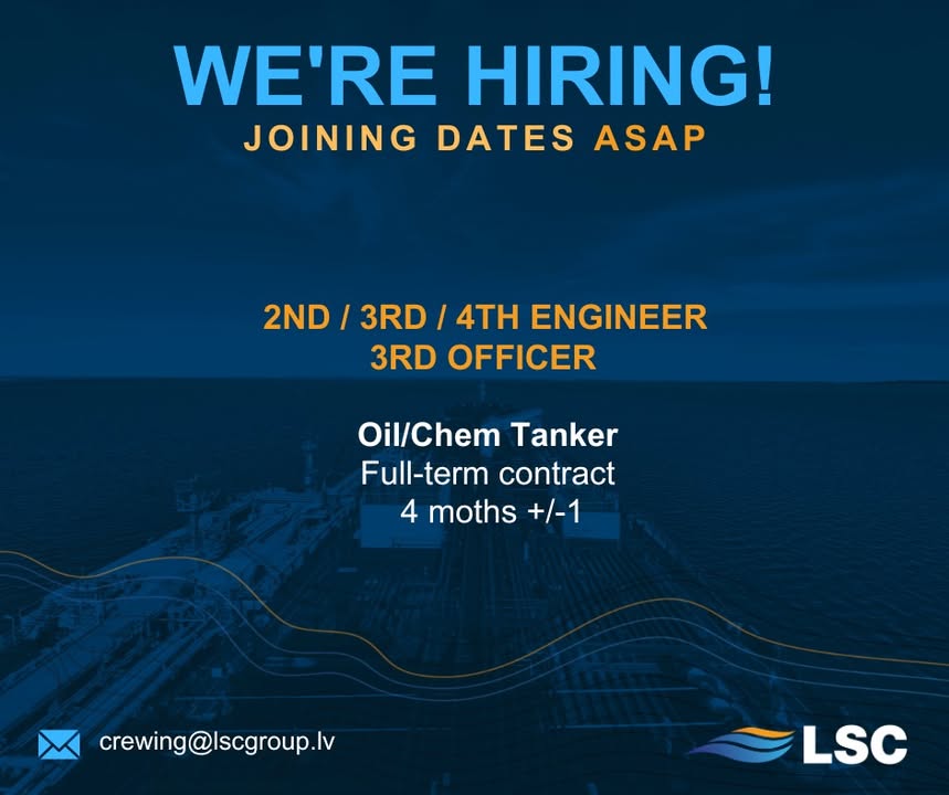 Immediate Hiring! #TeamLSC Send your CV crewing@ +371 67020158